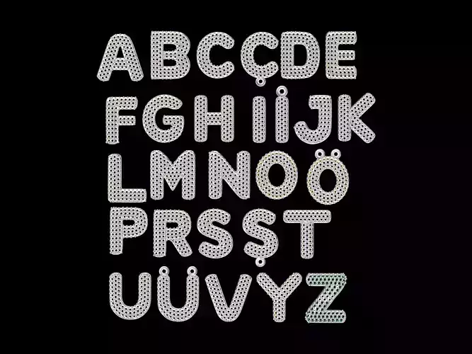 balloon letter 28 piece silver drawing necklace