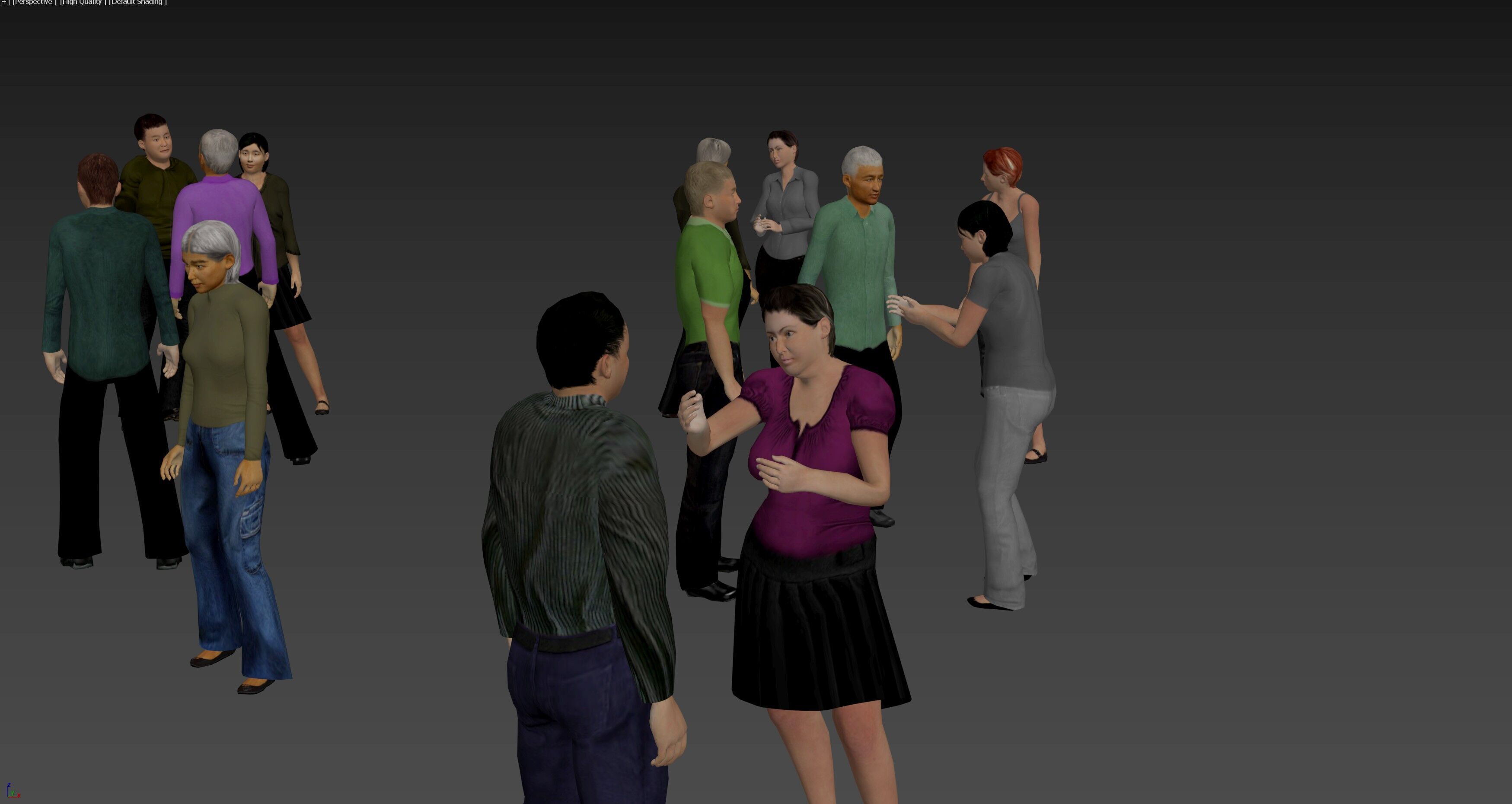 Group of 16 animated Male and Female Characters - Speaking Low-poly 3D model_5