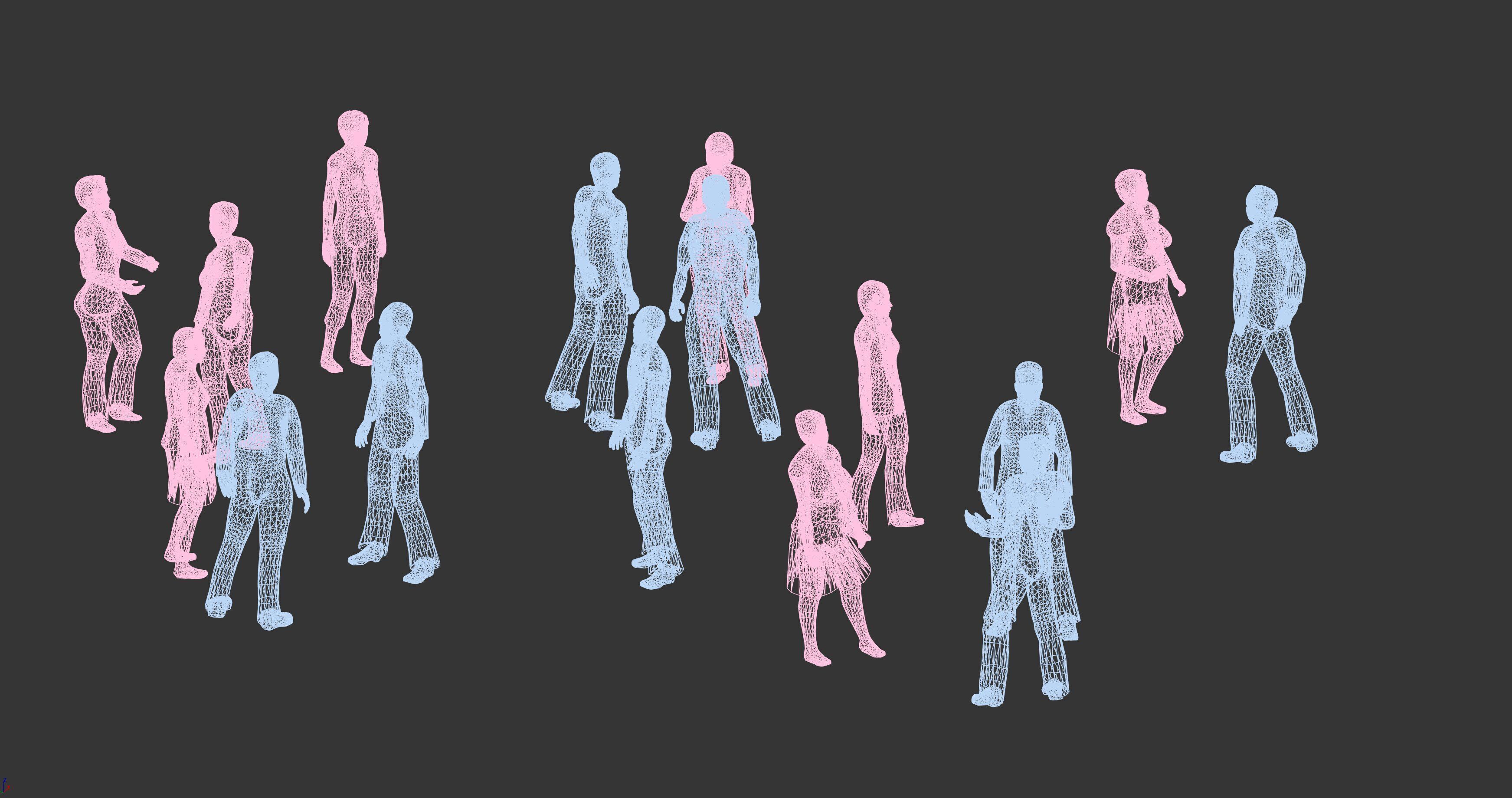 Group of 16 animated Male and Female Characters - Speaking Low-poly 3D model_6