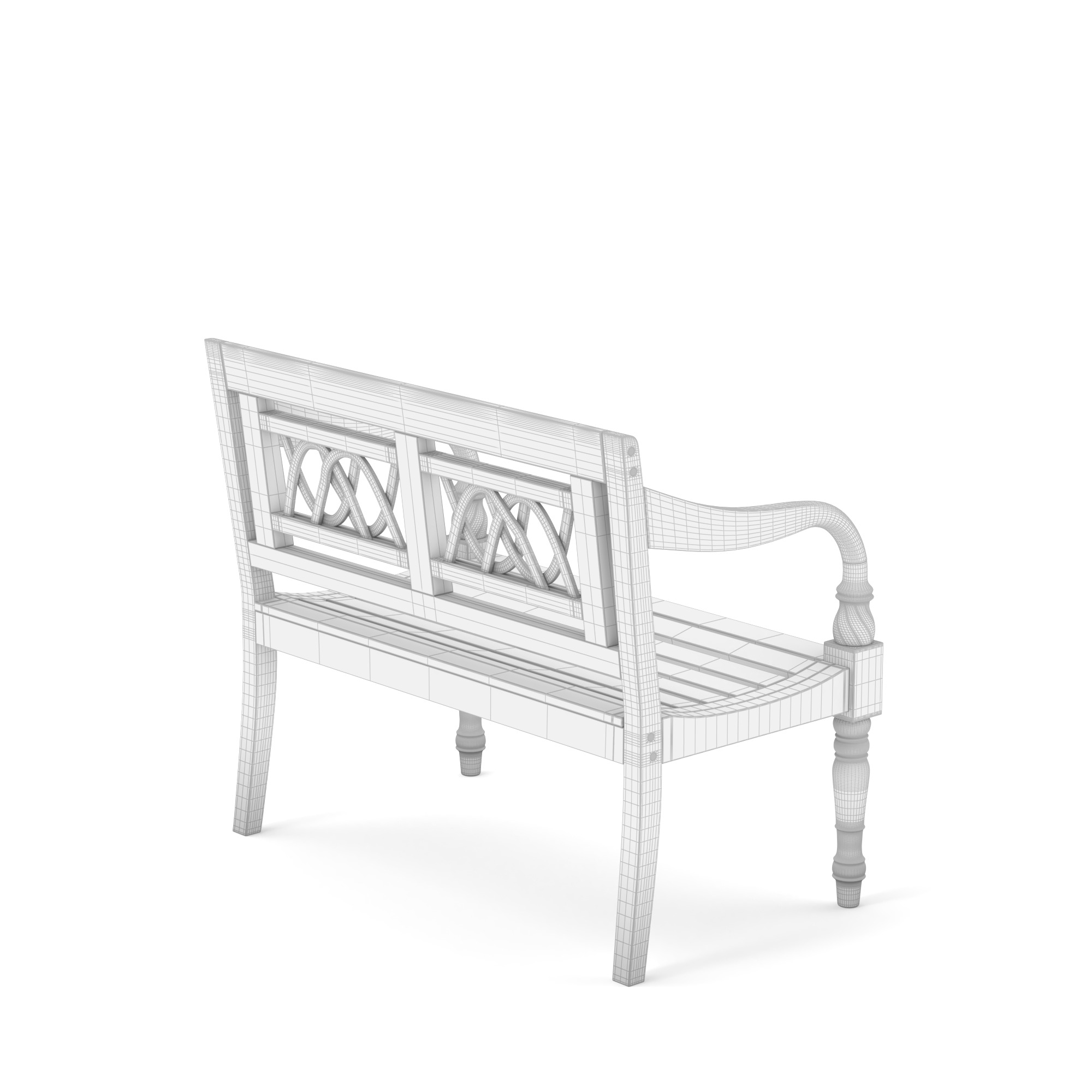 Farmhouse Bench 3D model_6