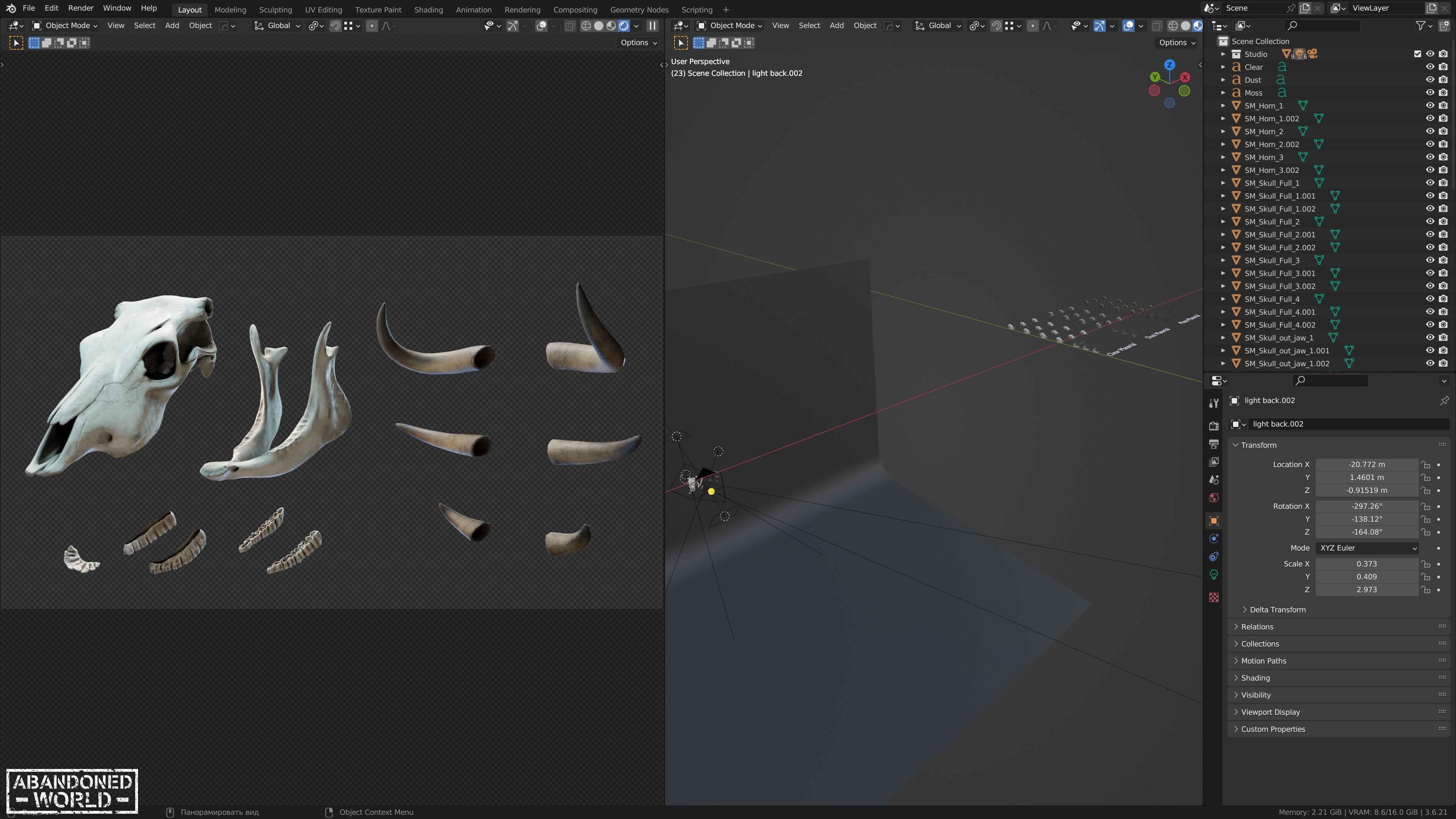 Cow Skull Low-poly 3D model_8
