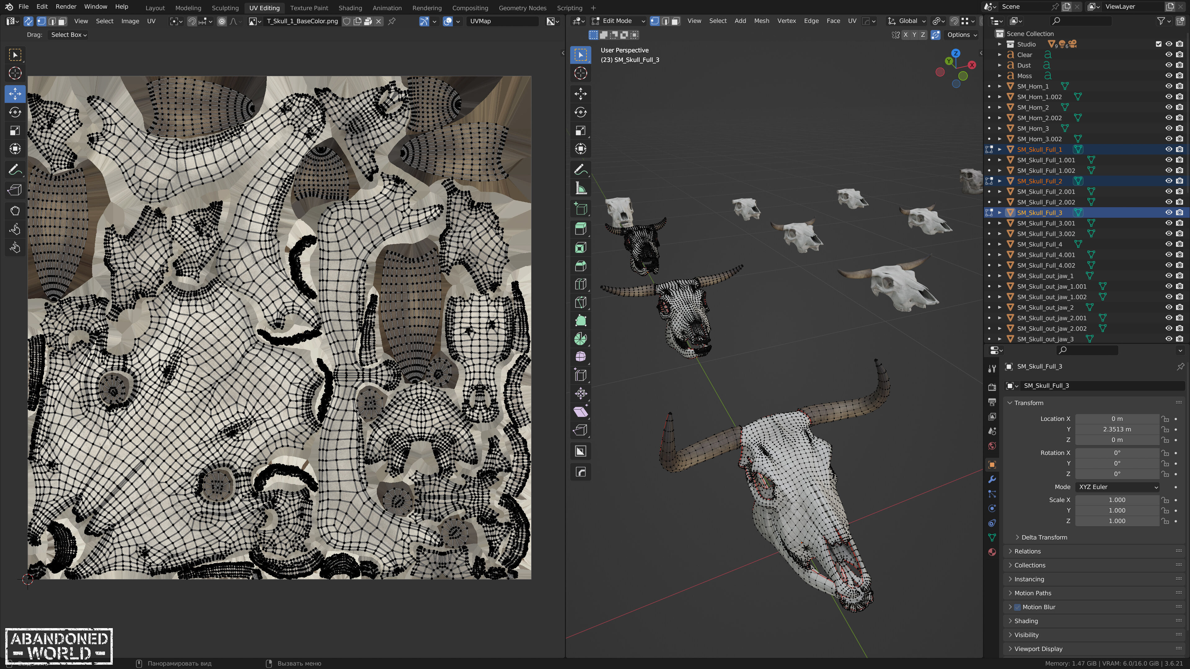 Cow Skull Low-poly 3D model_12