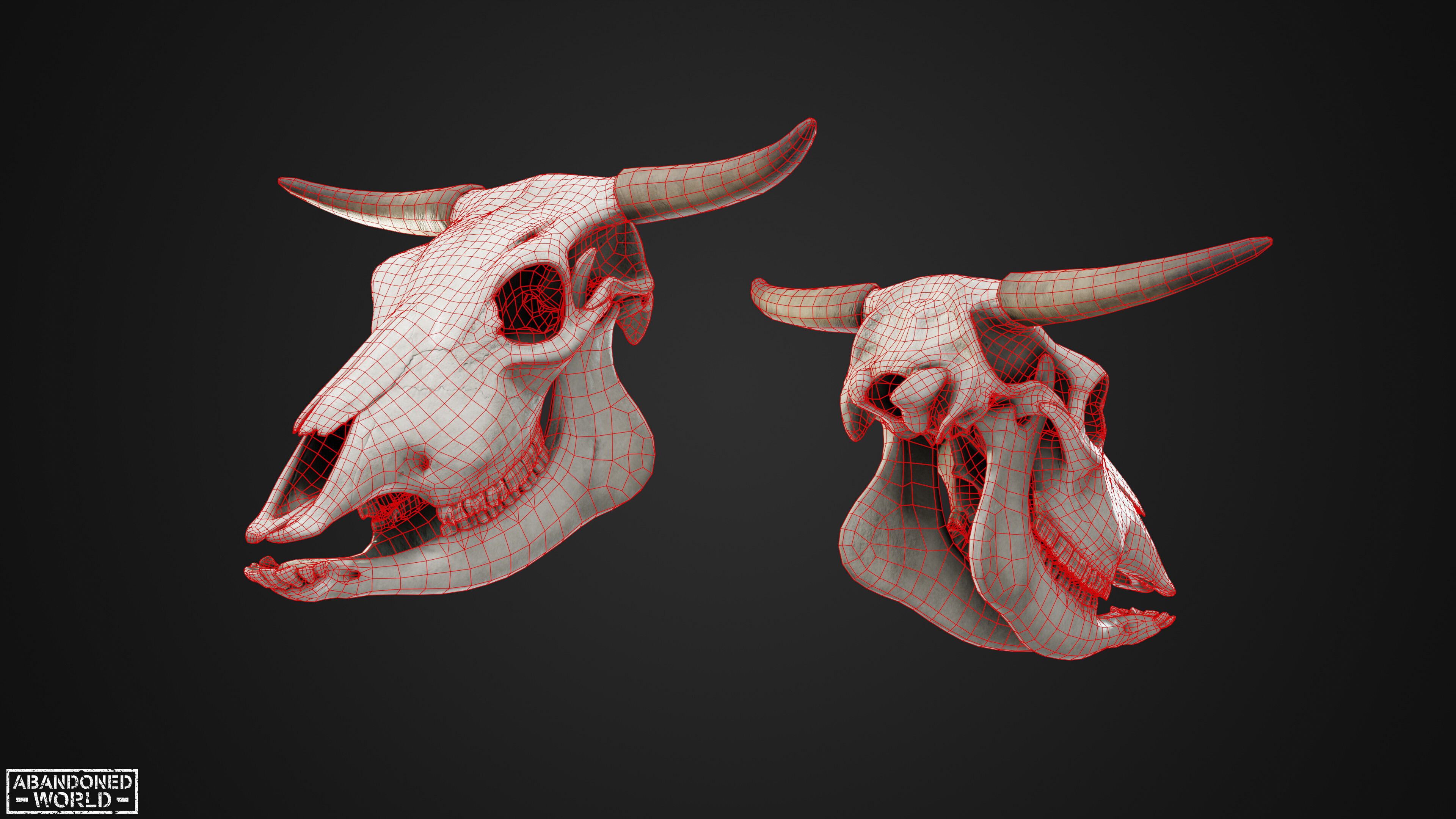 Cow Skull Low-poly 3D model_7