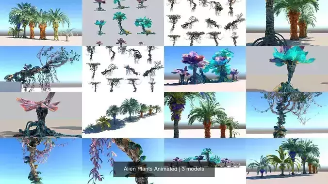 Alien Plants Animated Pack 3D Model Collection