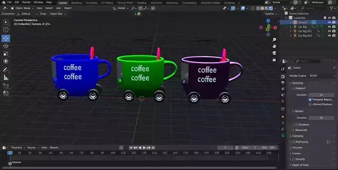 cartoon coffee cup car