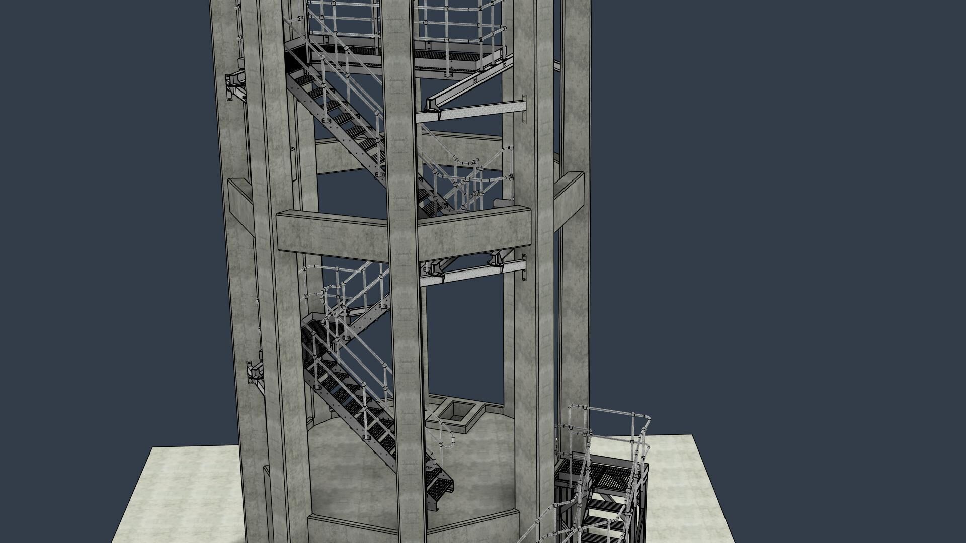 Water Tower Access Staircase 3D model_4