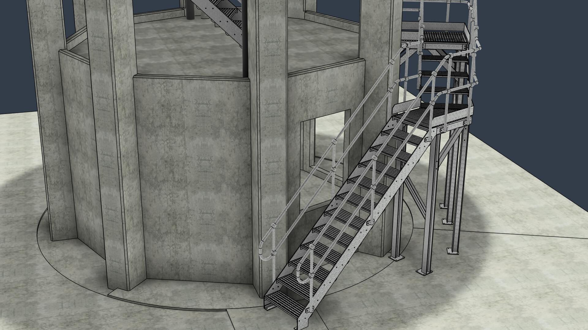 Water Tower Access Staircase 3D model_3