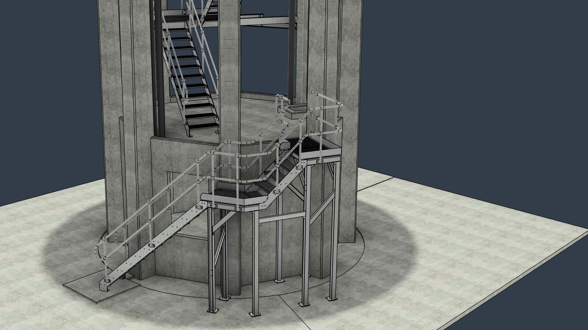 Water Tower Access Staircase 3D model_2