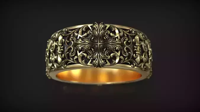 Maltese Cross Vintage Heraldic Royal Ornament Band