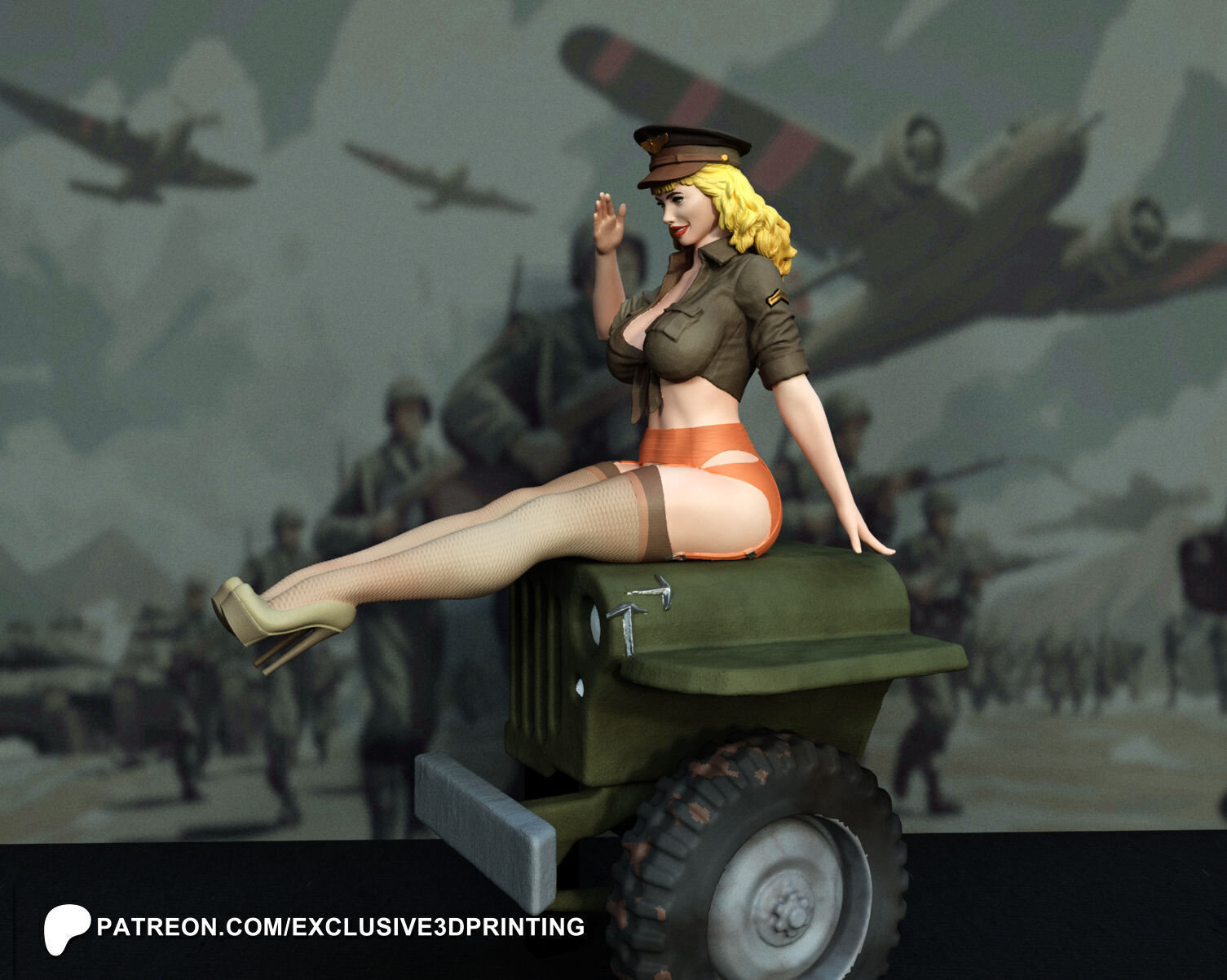 Pin-Up Colonel 3D print model_1