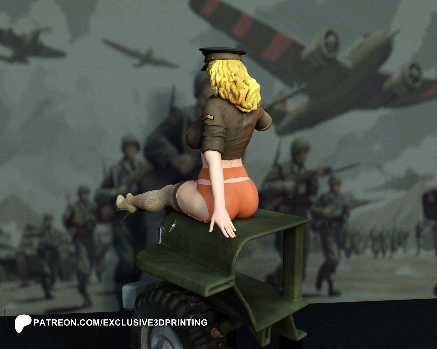 Pin-Up Colonel 3D print model_5