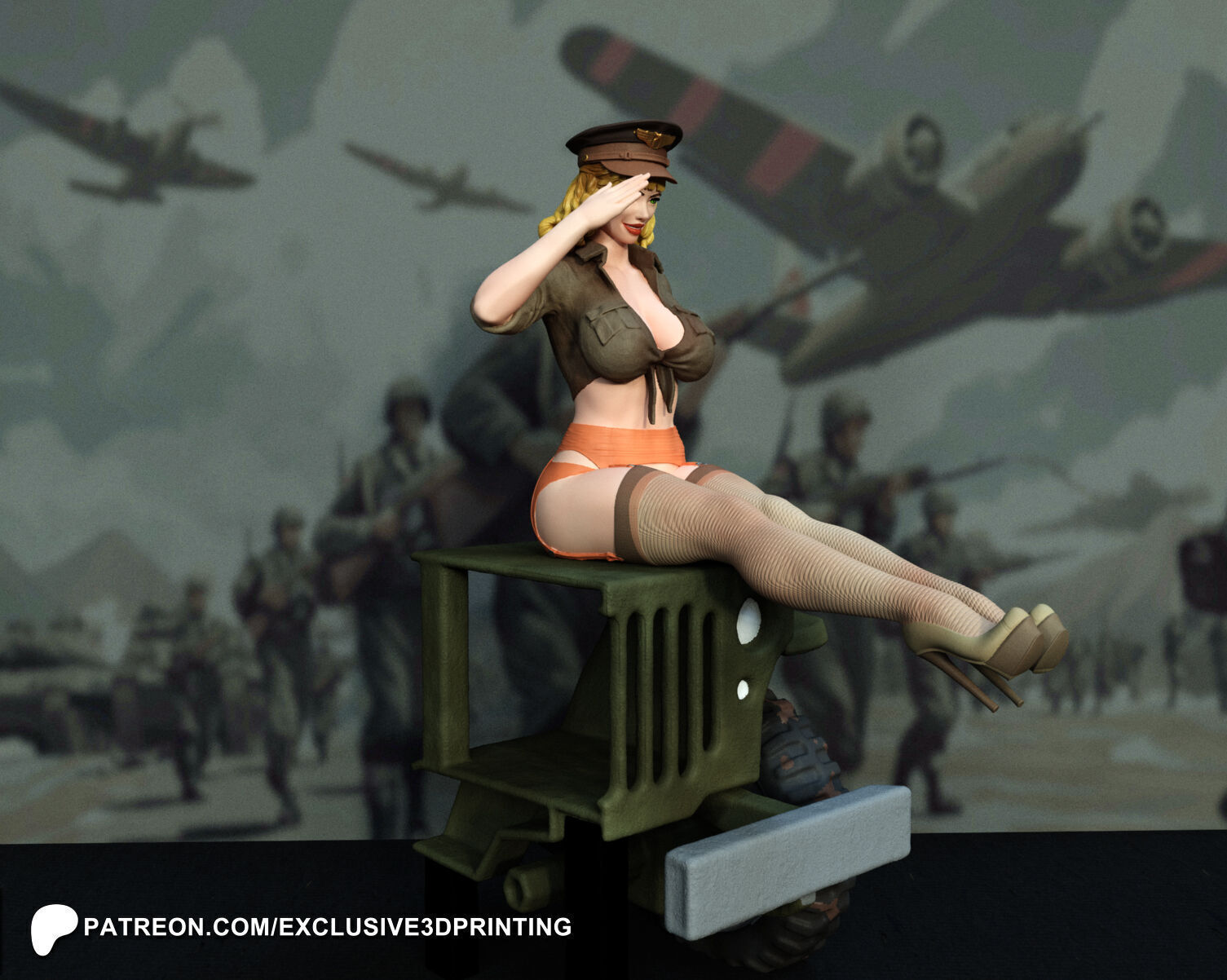 Pin-Up Colonel 3D print model_2