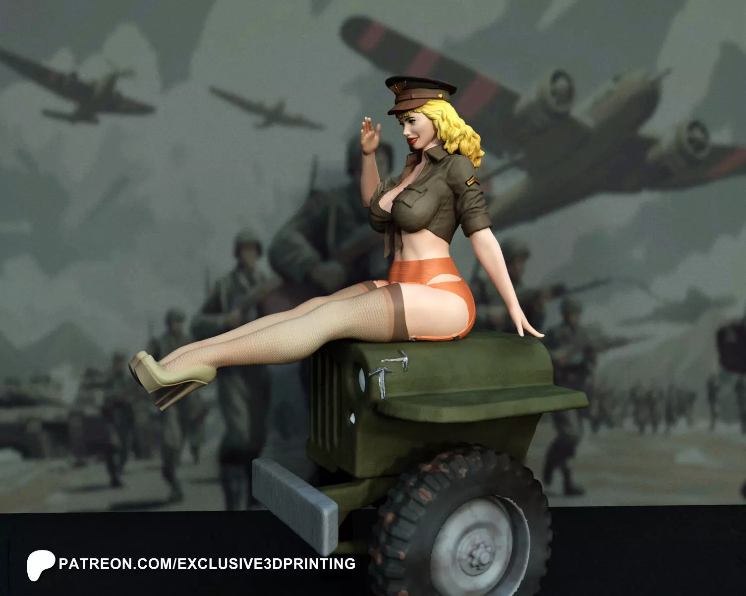 Pin-Up Colonel 3D print model_0