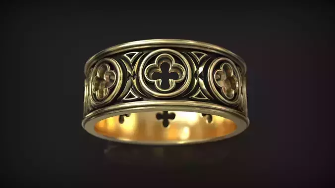 Gothic Masswerk Cathedral Medieval Ornament Wedding Band