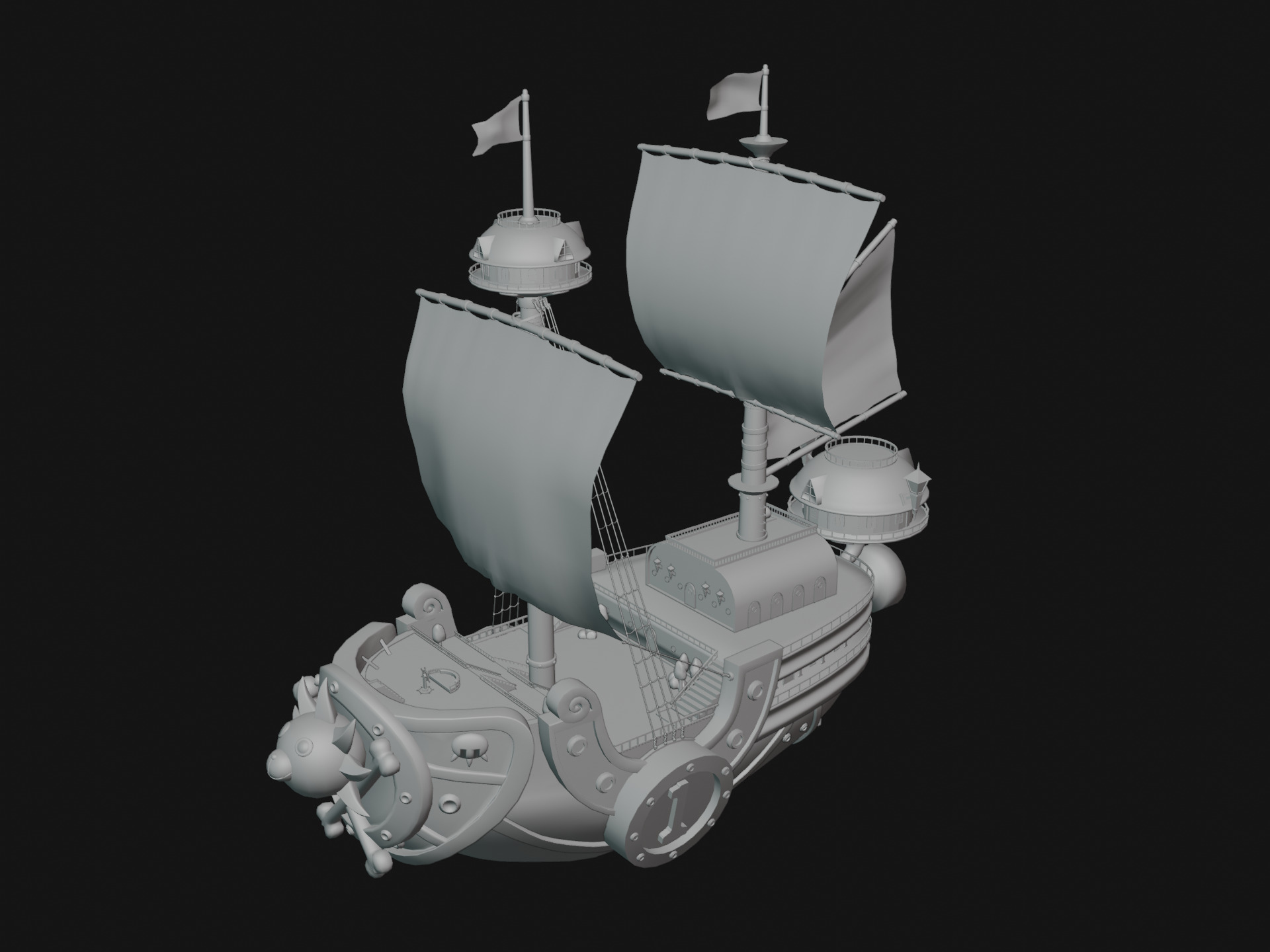 Thousand Sunny - One Piece Low-poly 3D model_9