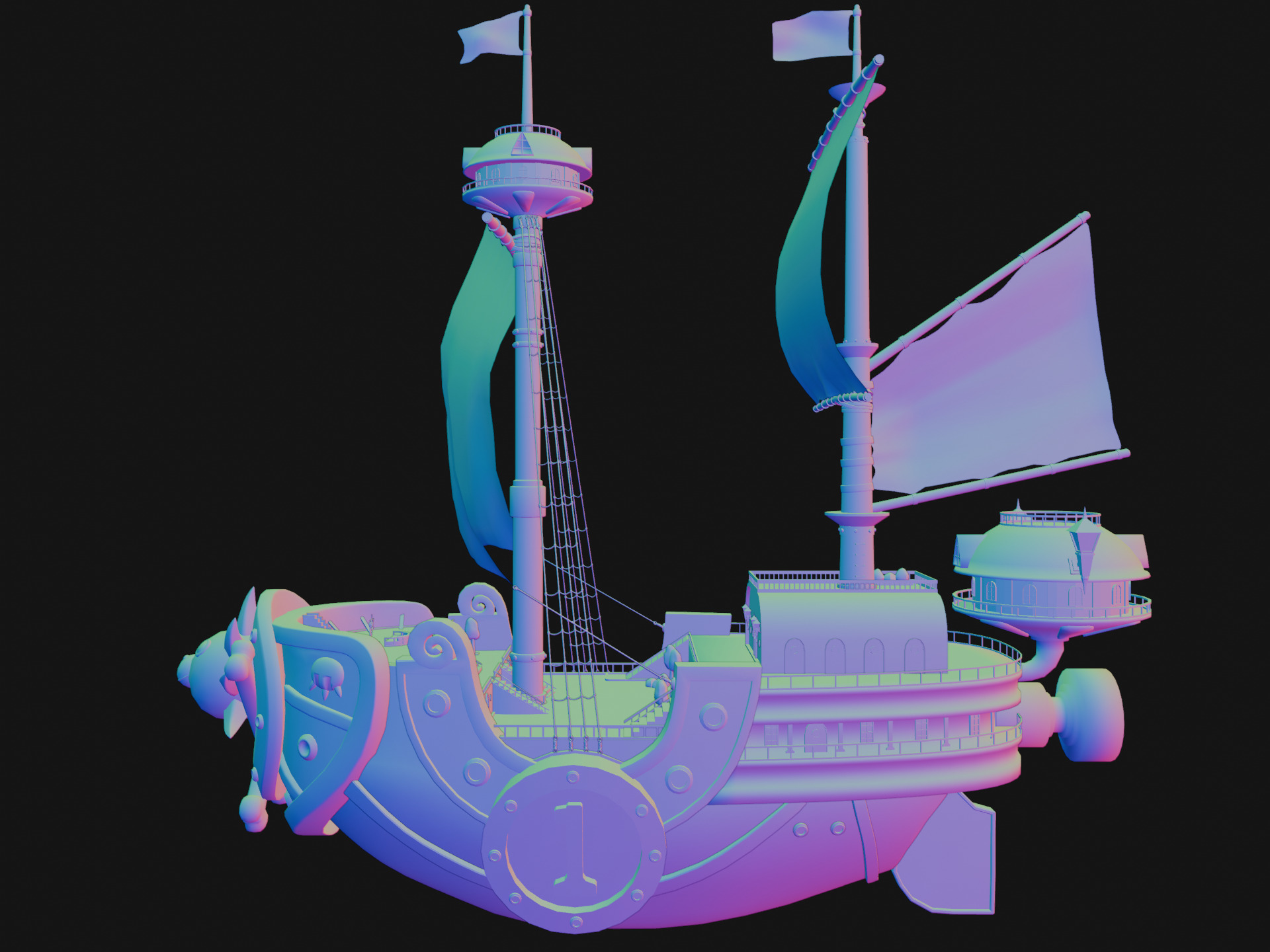 Thousand Sunny - One Piece Low-poly 3D model_10