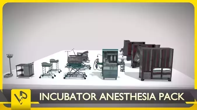 Incubator Anesthesia Pack Low-poly 3D model