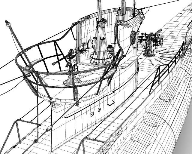 Type VIIc U-Boat 3D model_4