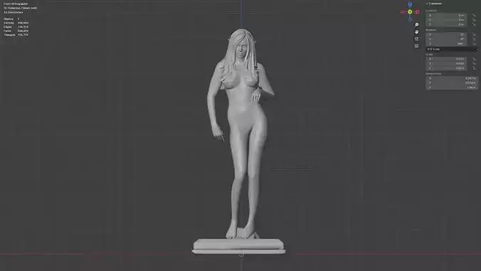 Elven Girl Marble Statue - High Res 3D Print ready