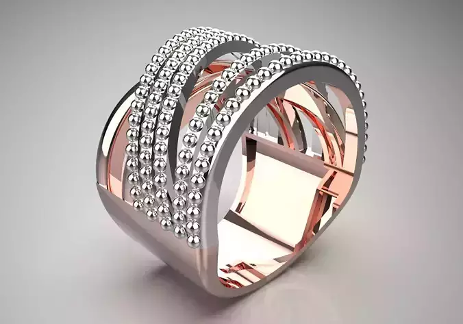 Wide two-tone ring modern design model gr0083 3D print model