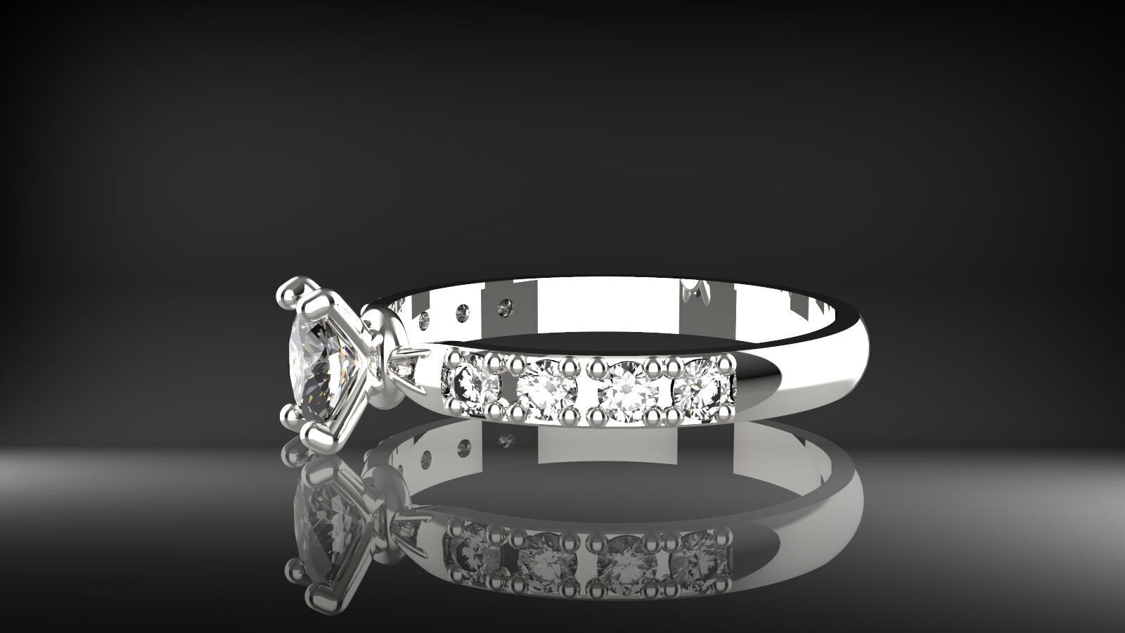 Elegant Oval Diamond Ring  3D print model_2