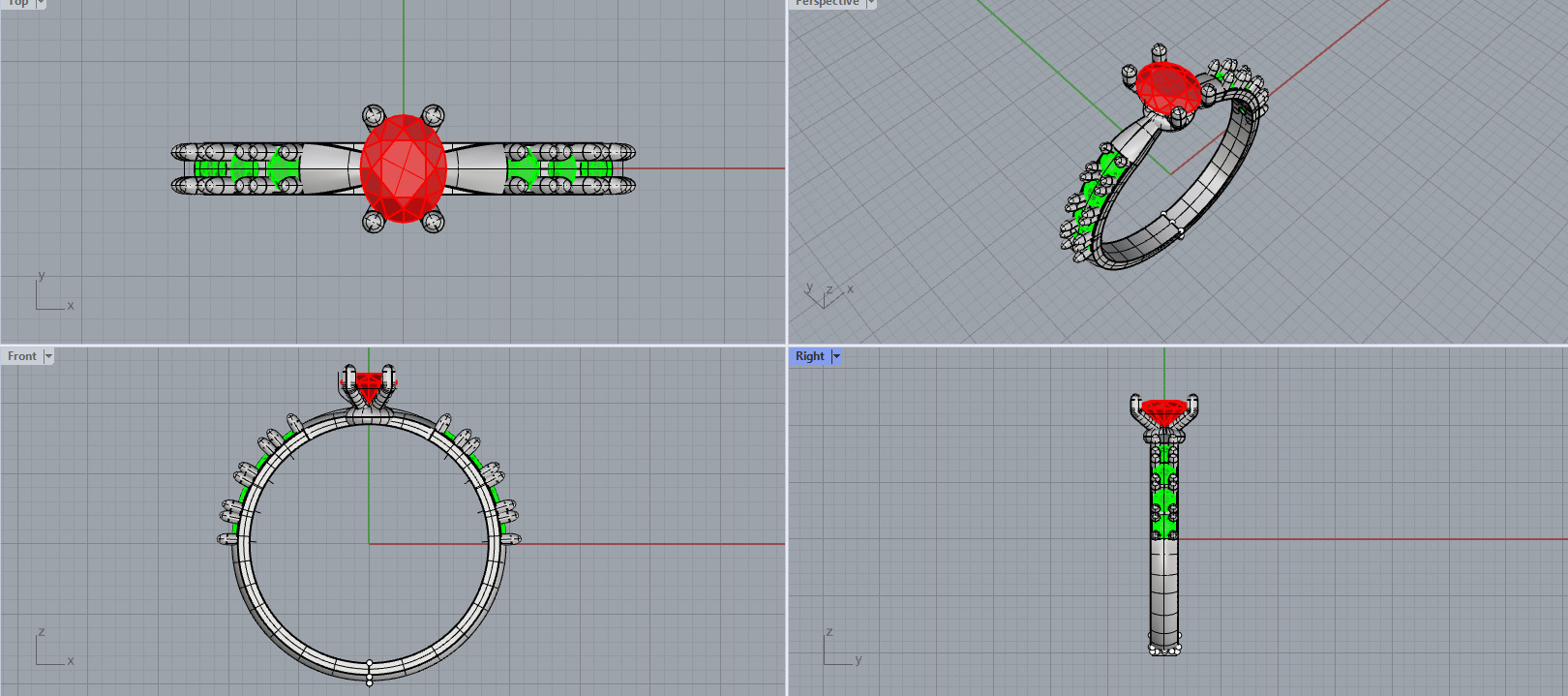 Elegant Oval Diamond Ring  3D print model_14