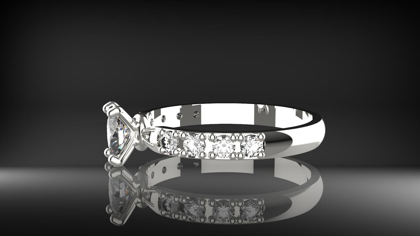 Elegant Oval Diamond Ring  3D print model_3