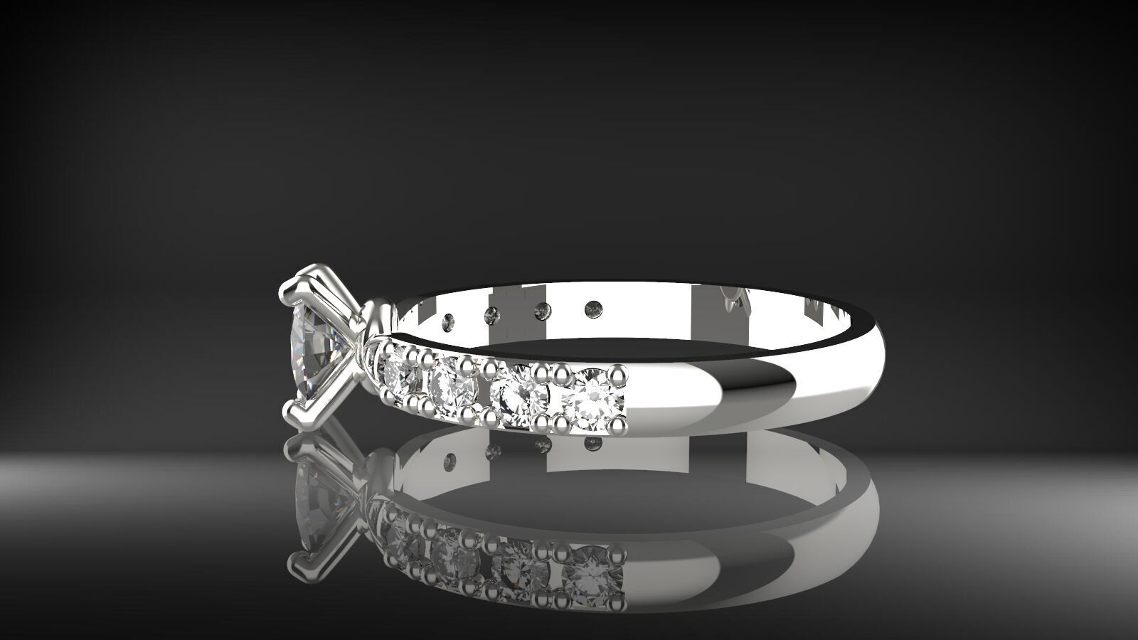 Elegant Oval Diamond Ring  3D print model_6