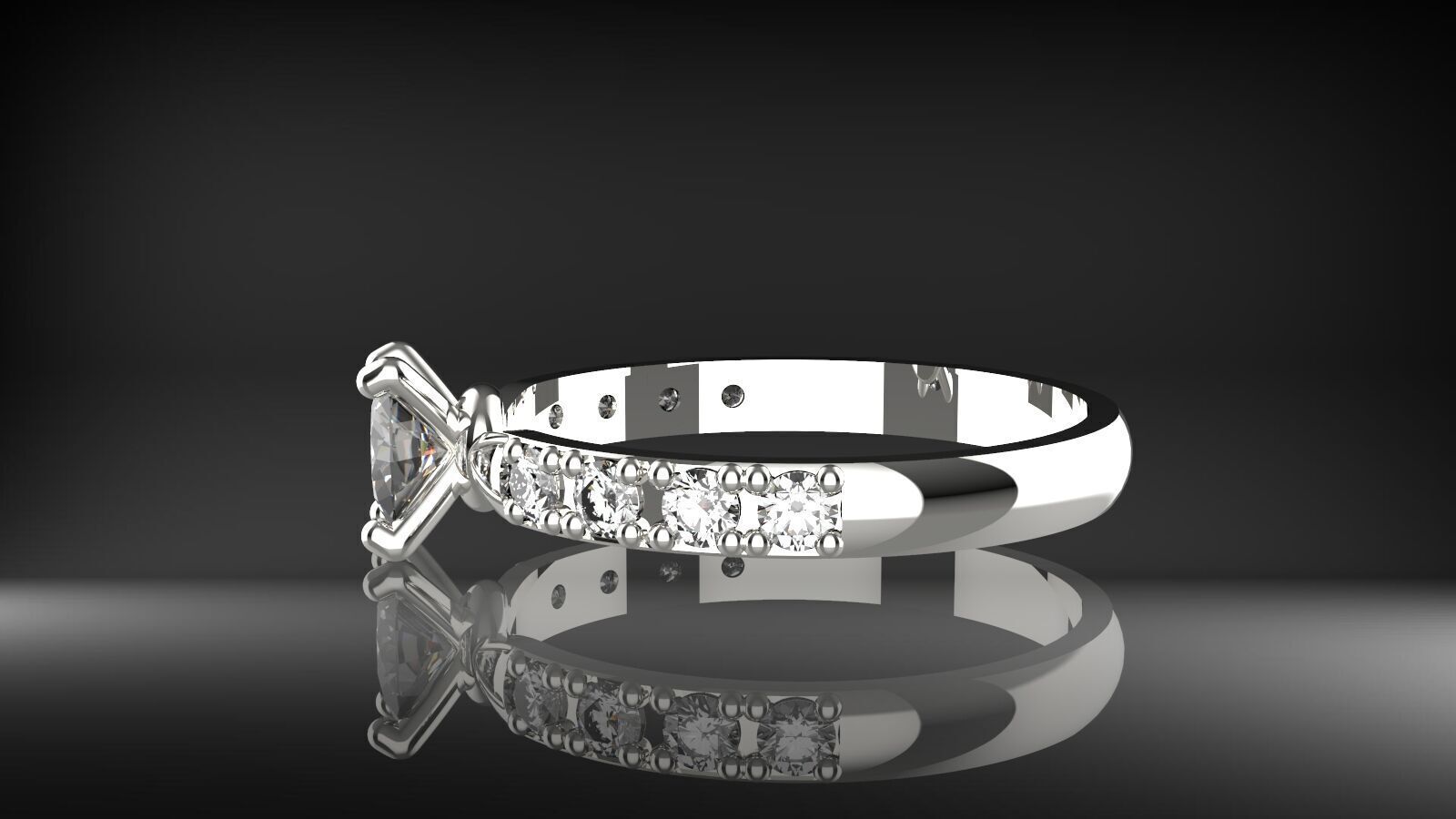 Elegant Oval Diamond Ring  3D print model_5
