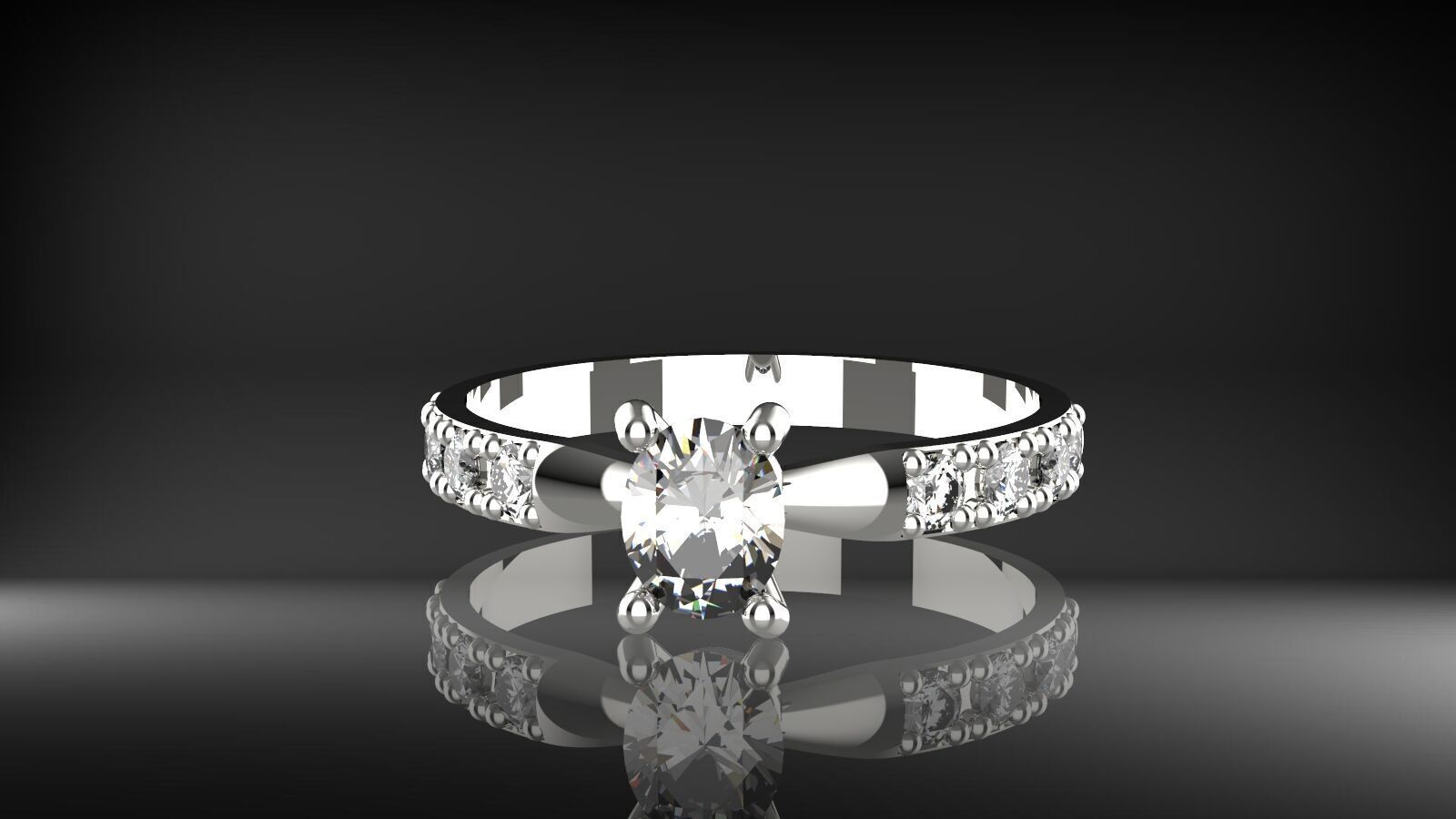 Elegant Oval Diamond Ring  3D print model_9