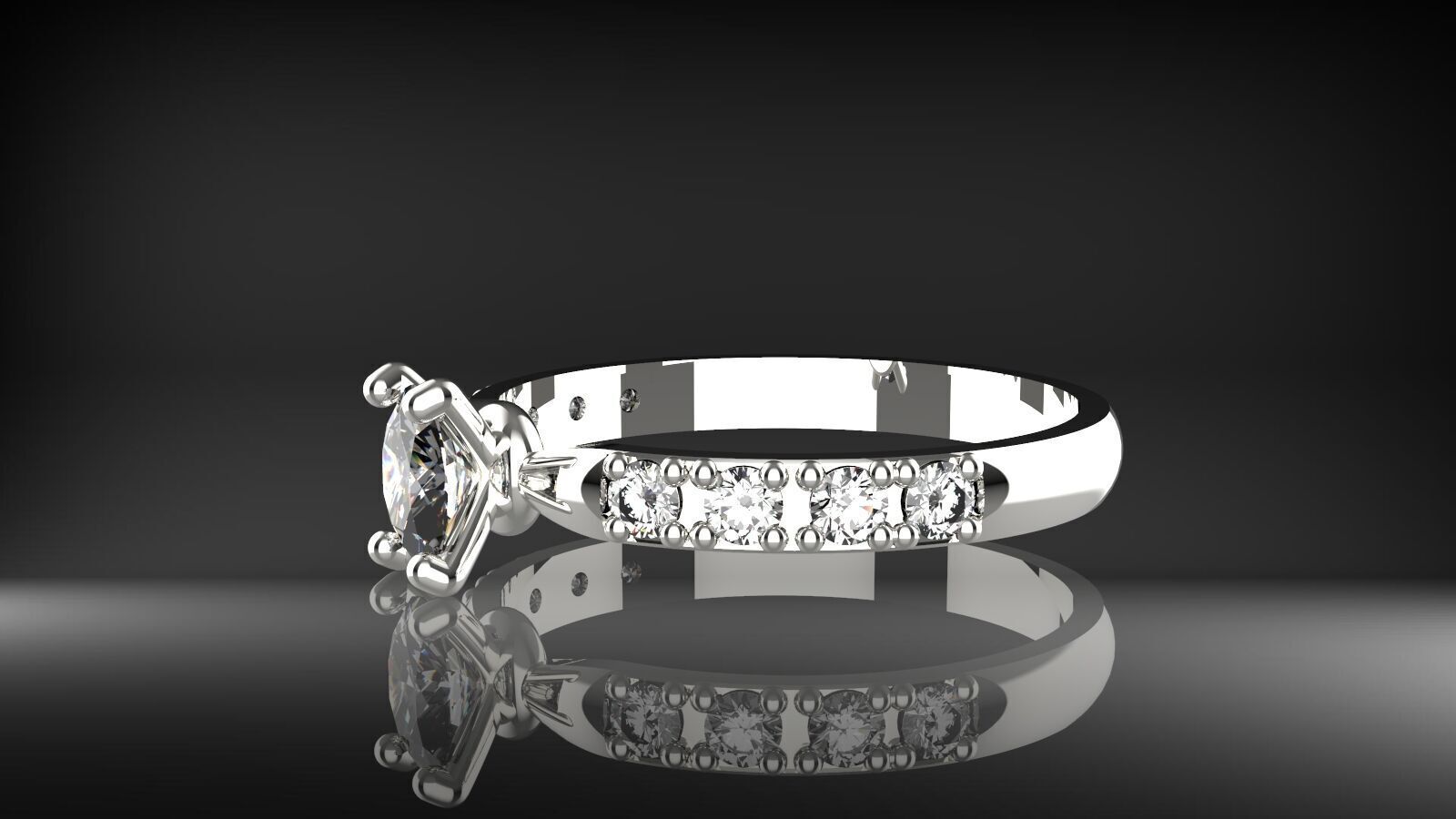 Elegant Oval Diamond Ring  3D print model_1