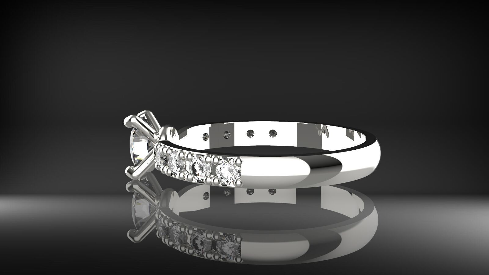 Elegant Oval Diamond Ring  3D print model_8