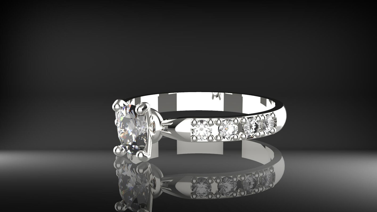 Elegant Oval Diamond Ring  3D print model_16