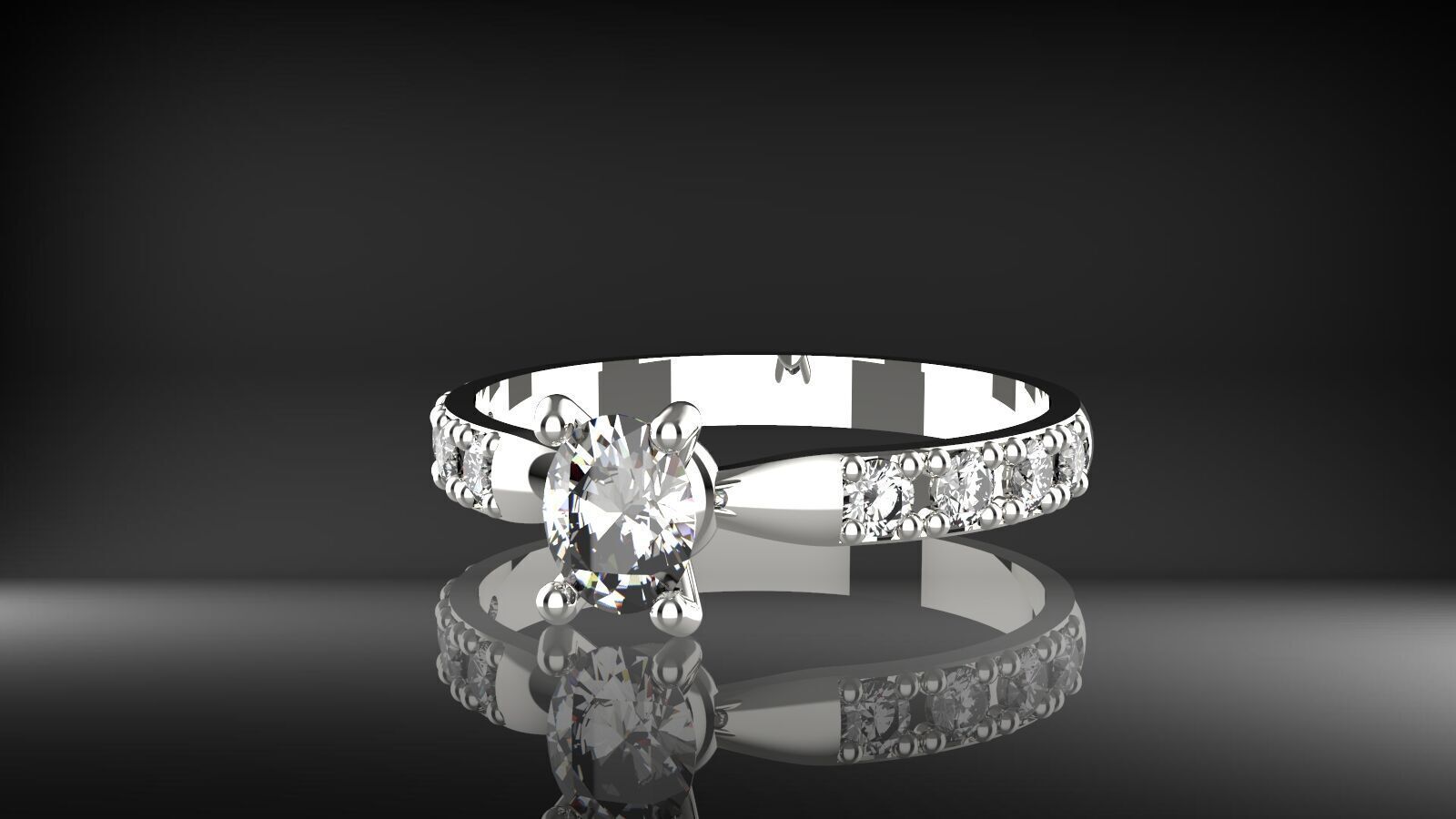 Elegant Oval Diamond Ring  3D print model_11