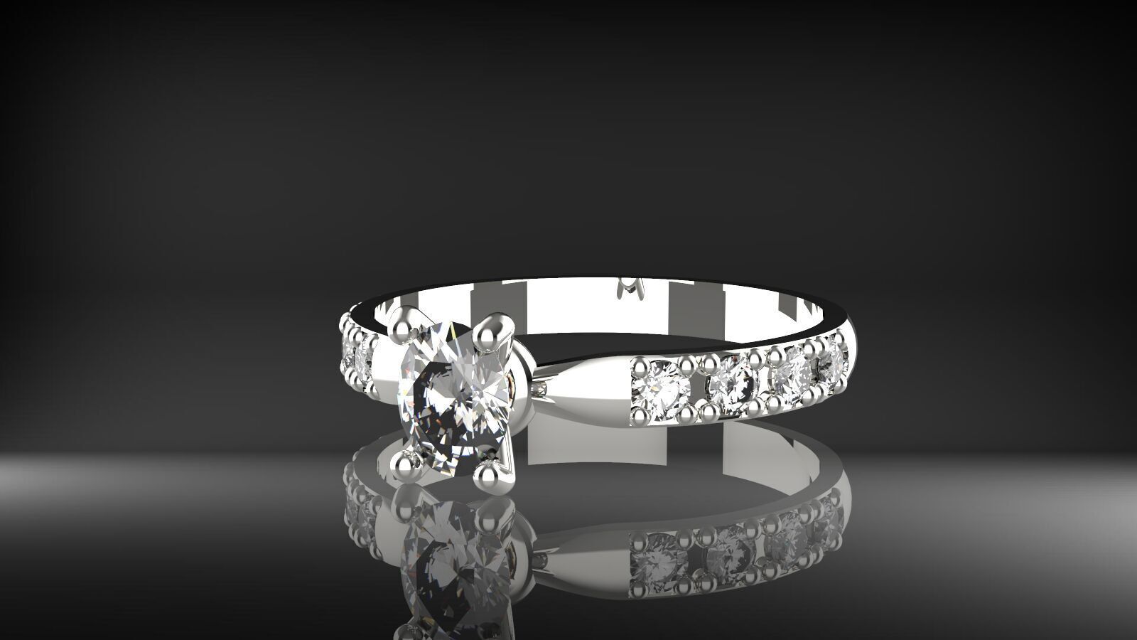 Elegant Oval Diamond Ring  3D print model_12