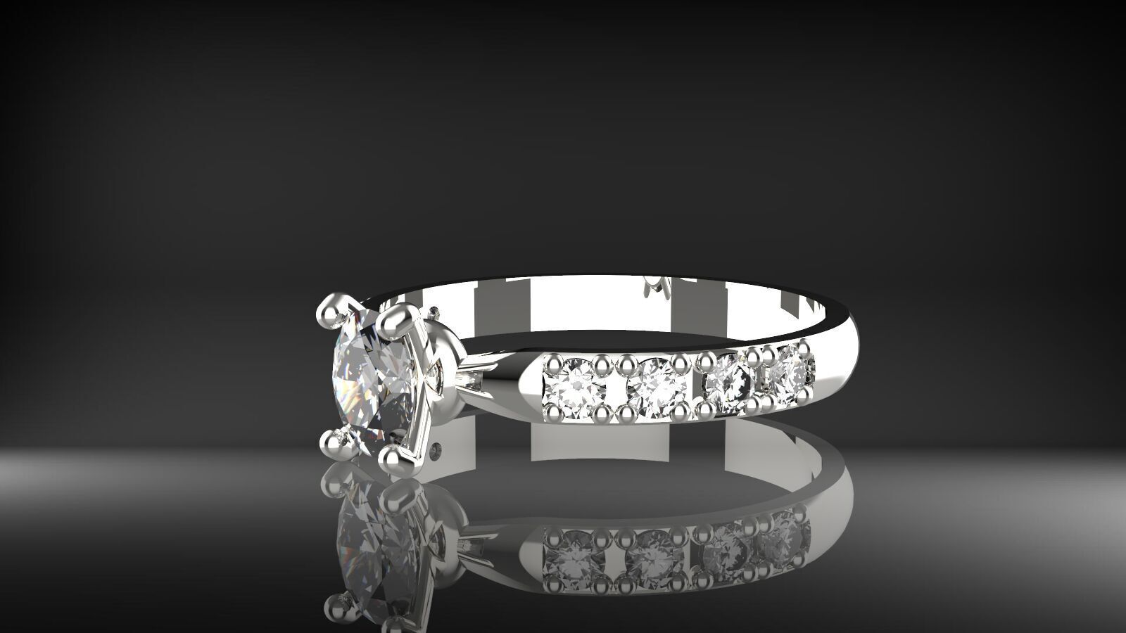 Elegant Oval Diamond Ring  3D print model_17