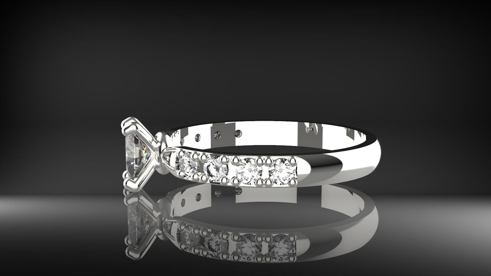 Elegant Oval Diamond Ring  3D print model_4
