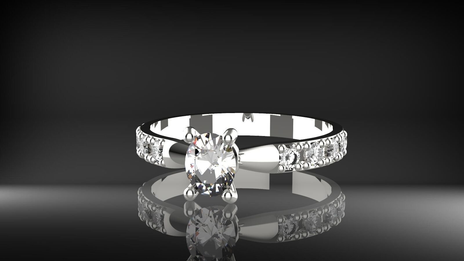 Elegant Oval Diamond Ring  3D print model_10