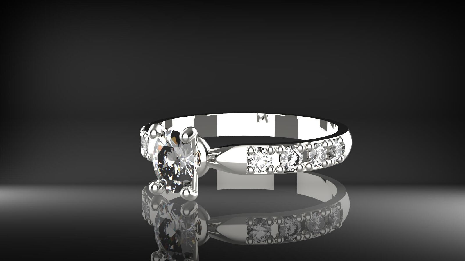Elegant Oval Diamond Ring  3D print model_13