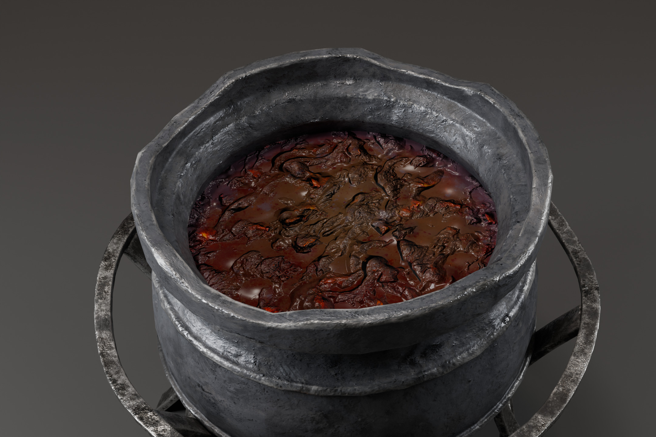 Fantasy cauldron Low-poly 3D model_6