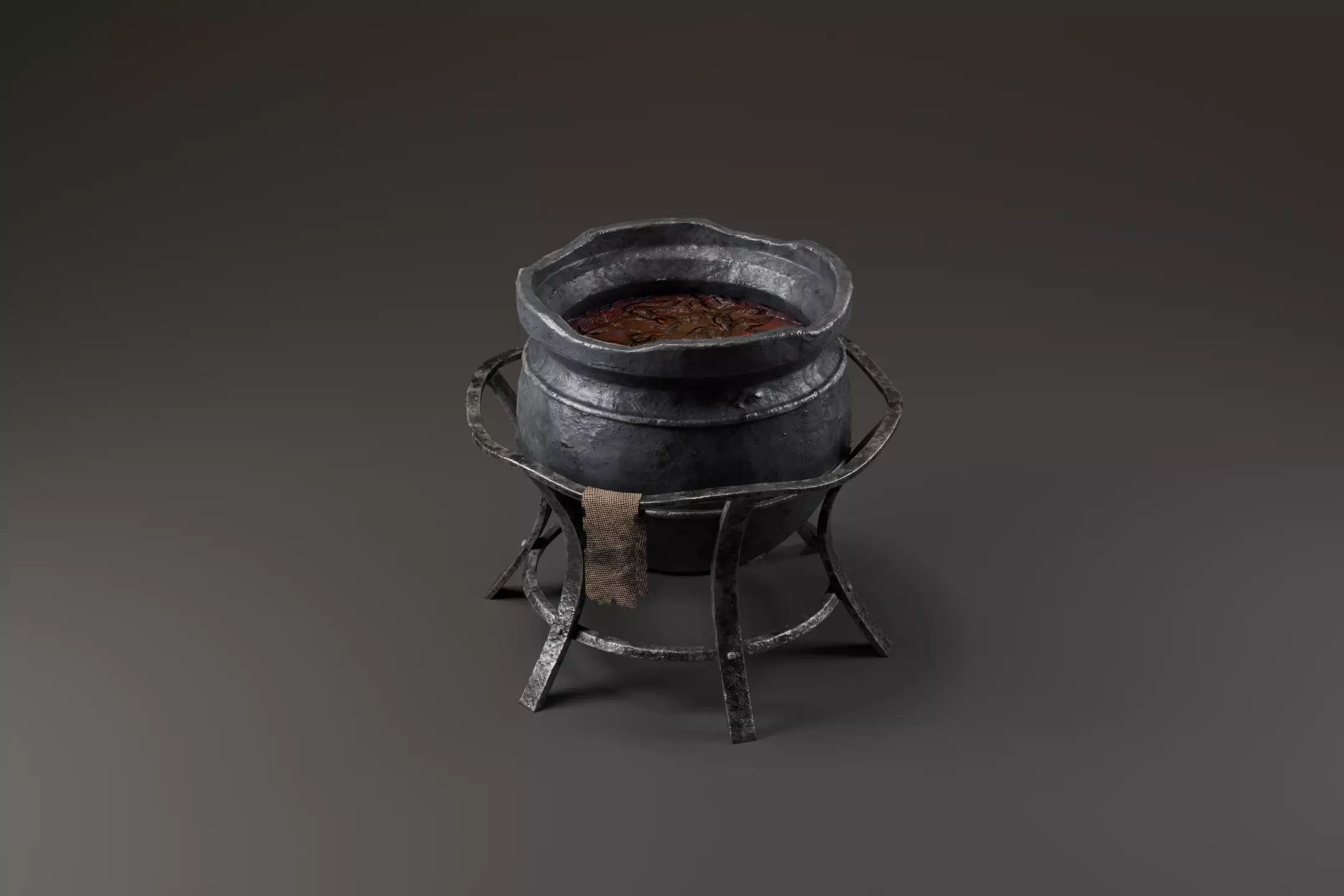 Fantasy cauldron Low-poly 3D model_0