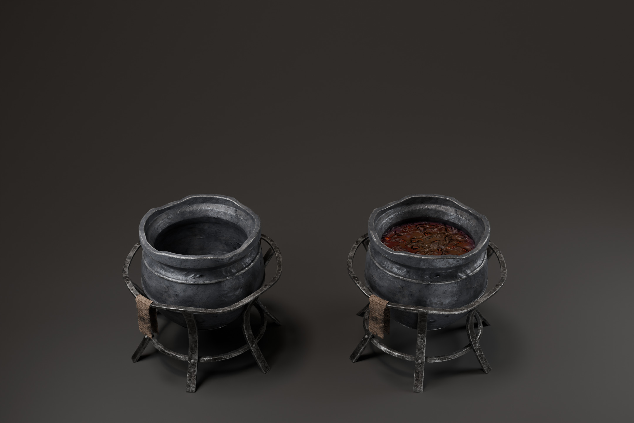 Fantasy cauldron Low-poly 3D model_3