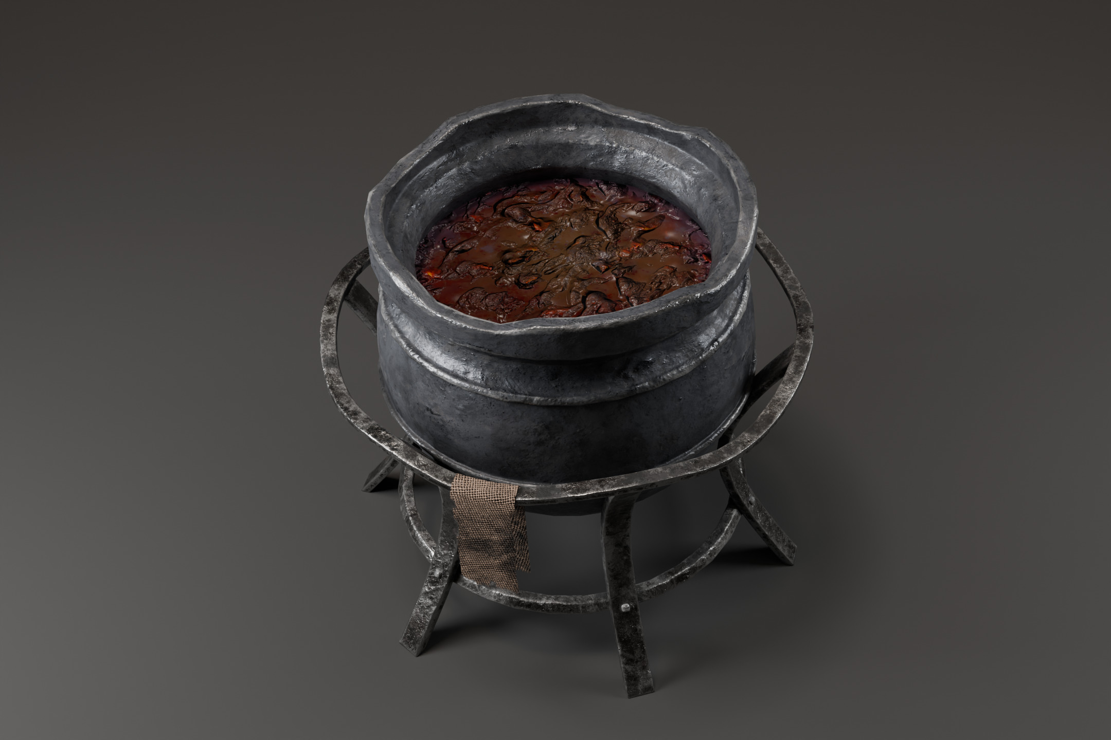 Fantasy cauldron Low-poly 3D model_2