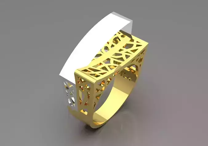 Wide two-tone ring Islamic design model gr0093