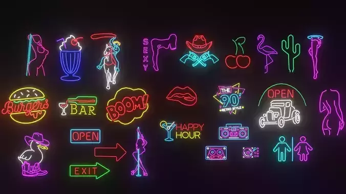 Neon LEDs LowPoly GameReady