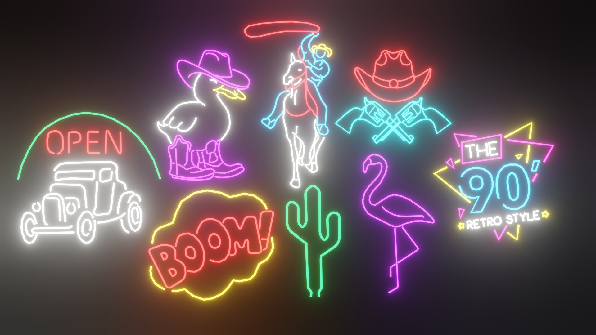 Neon LEDs LowPoly GameReady Low-poly 3D model_5