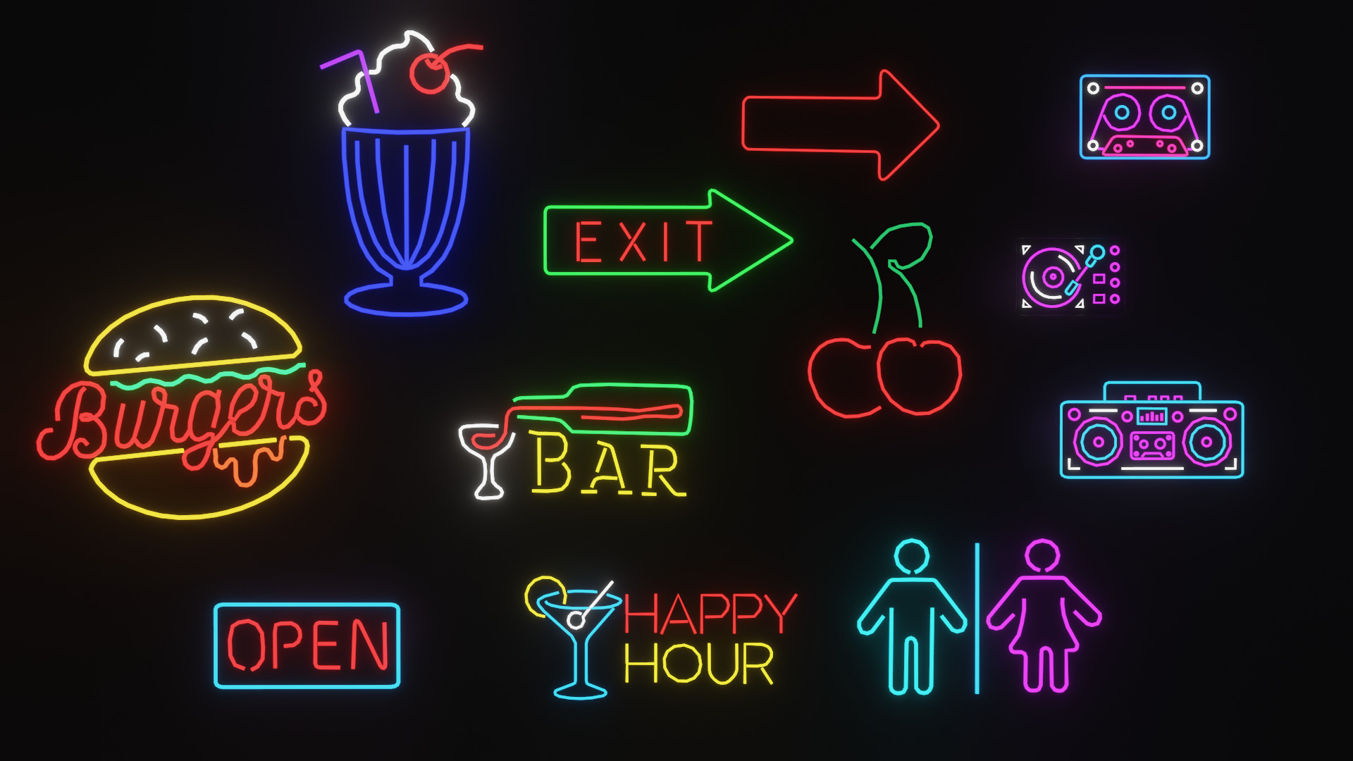 Neon LEDs LowPoly GameReady Low-poly 3D model_2