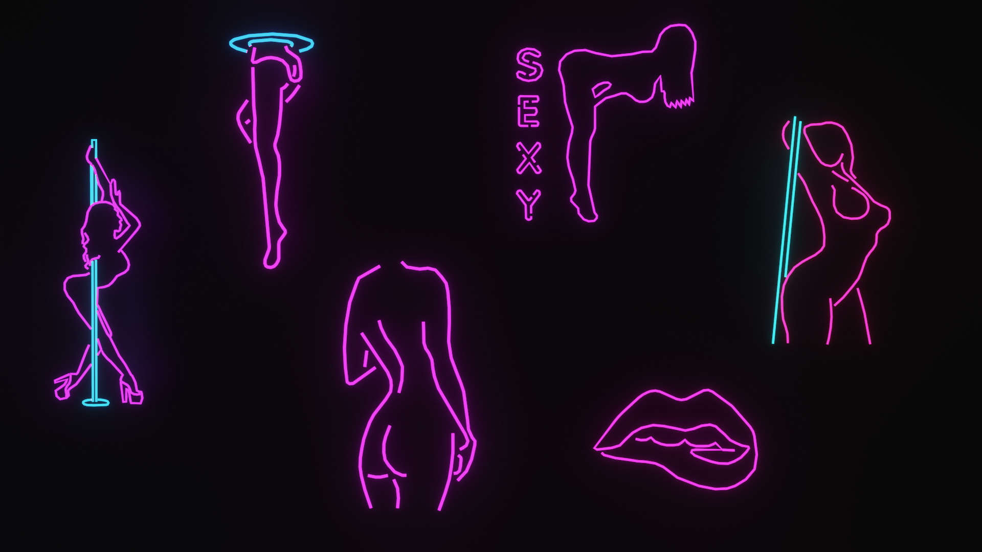 Neon LEDs LowPoly GameReady Low-poly 3D model_3