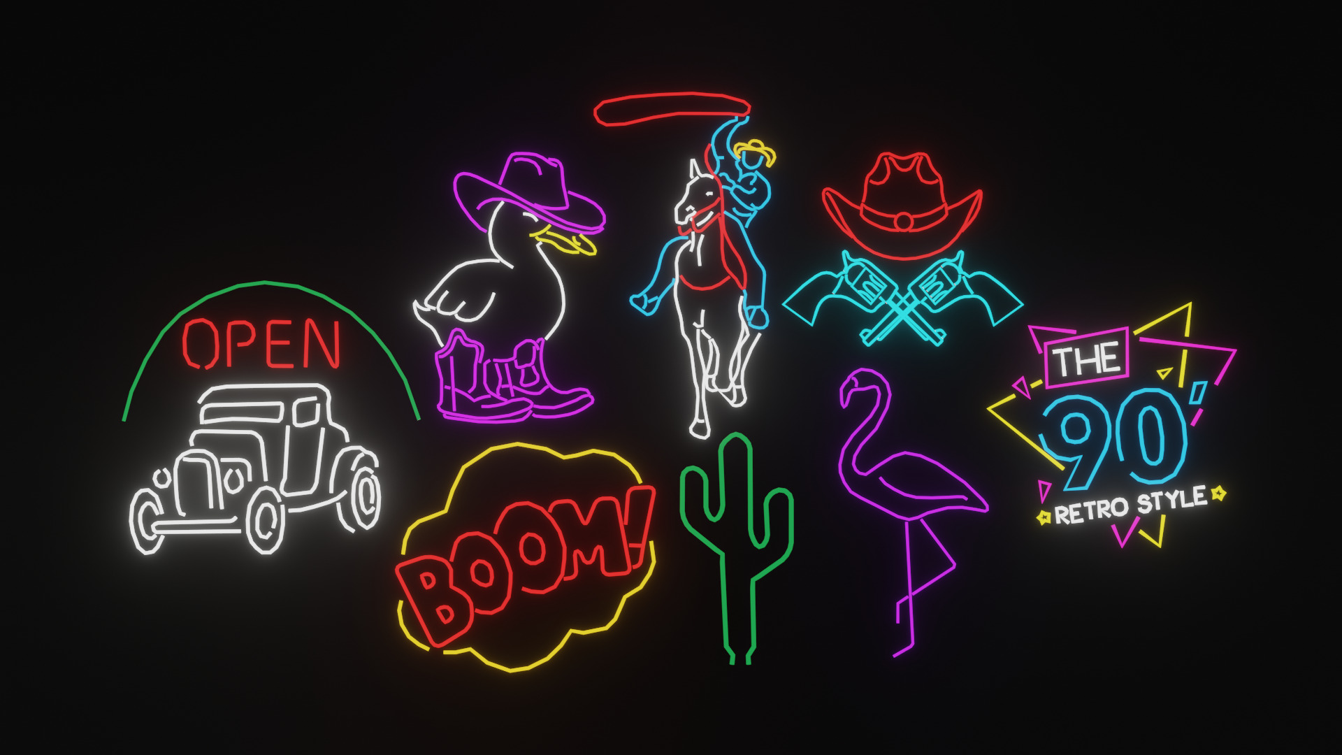 Neon LEDs LowPoly GameReady Low-poly 3D model_1