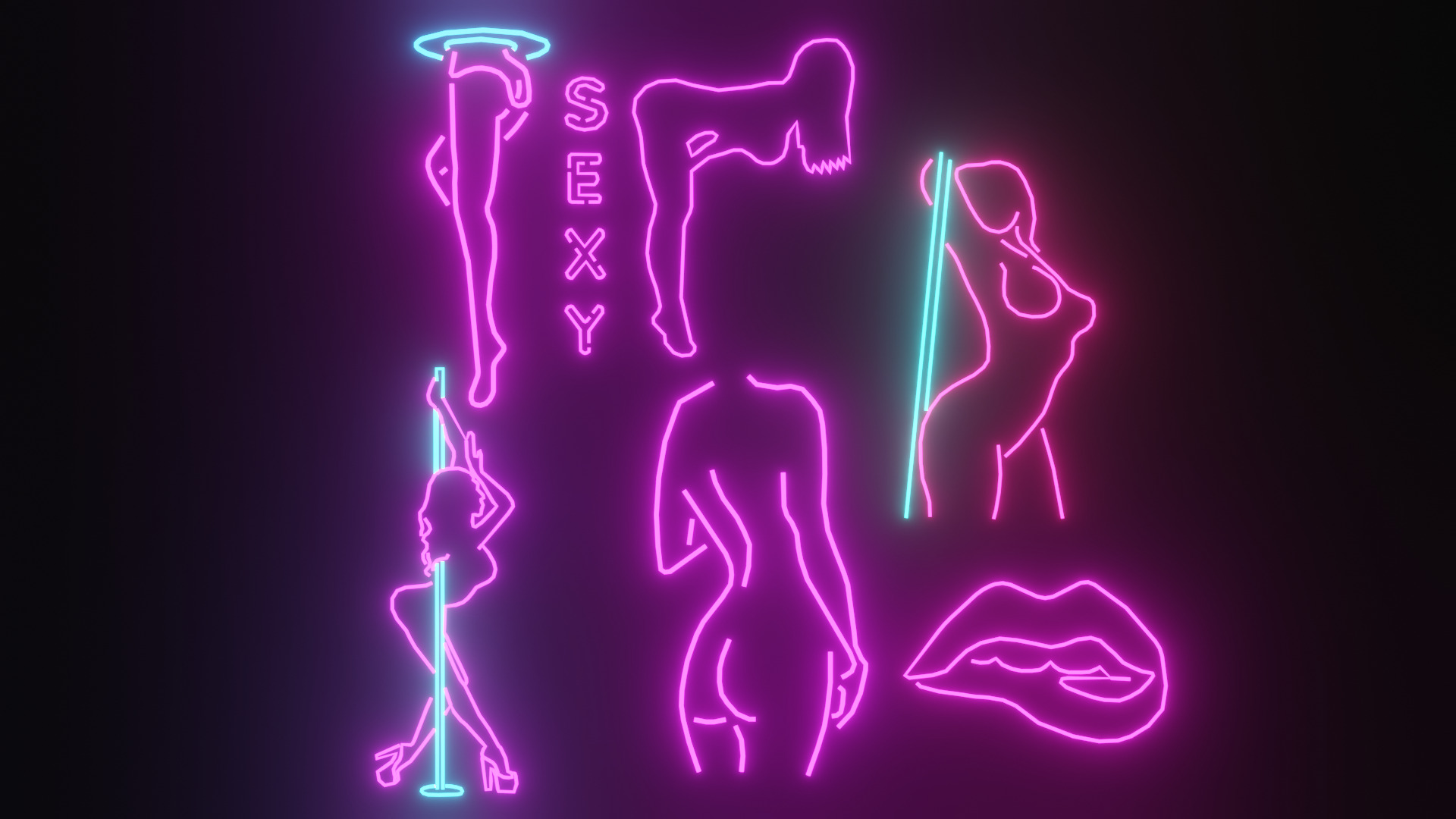 Neon LEDs LowPoly GameReady Low-poly 3D model_4